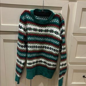 Holiday Time Festive Green and Red Sweater